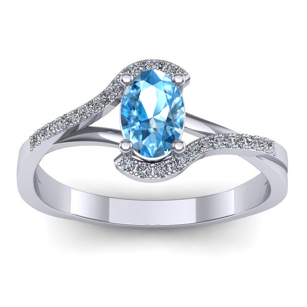 Inel logodna cu topaz blue oval