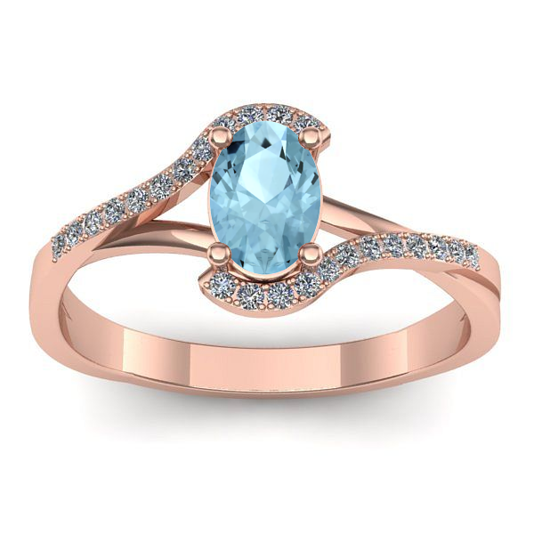 Inel logodna cu aquamarin oval