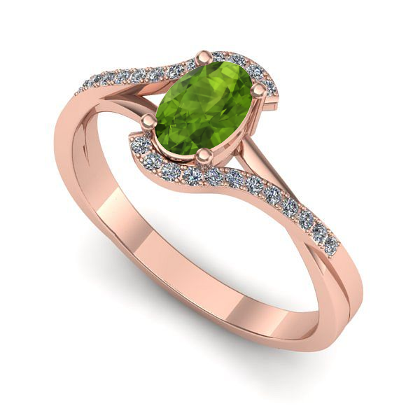 Inel logodna din aur roz cu peridot