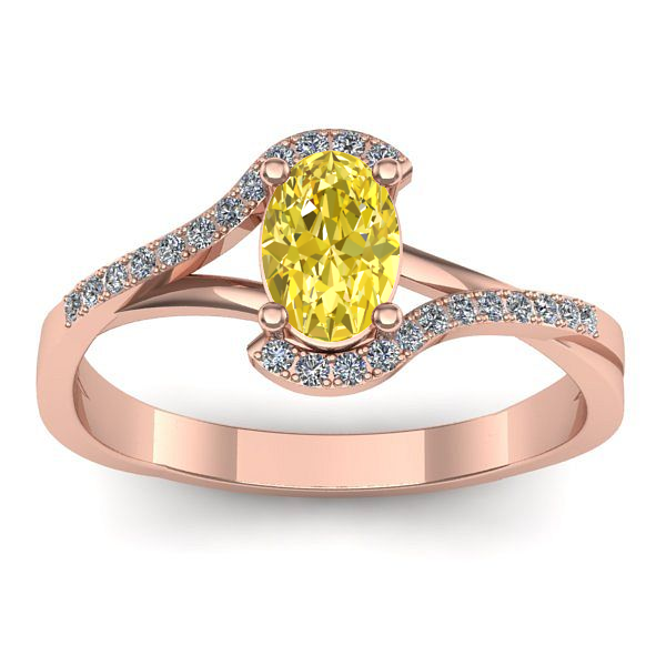 Inel cu safir galben oval