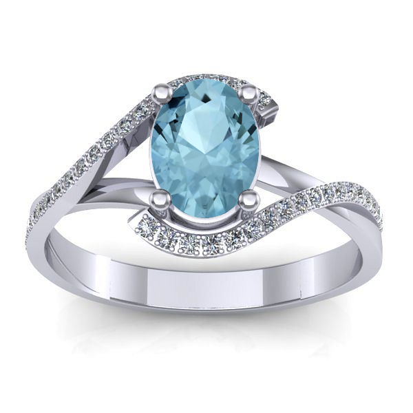 Inel de logodna cu aquamarin oval