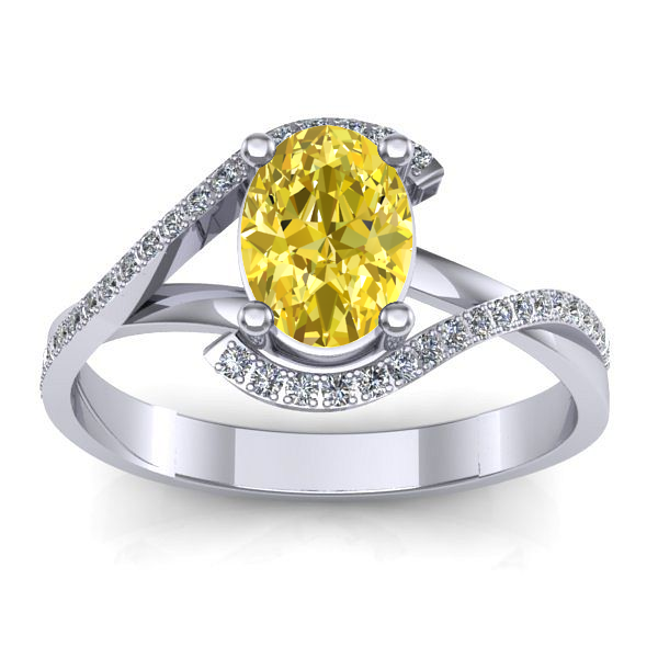 Inel logodna cu safir galben oval