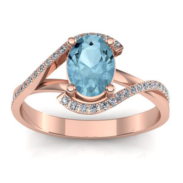 Inel de logodna cu aquamarin oval
