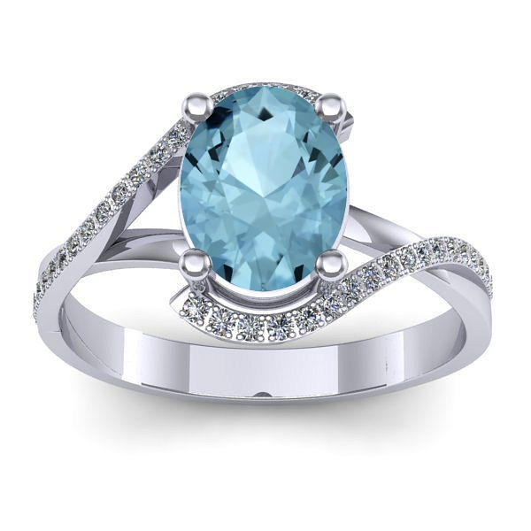 Inel de logodna cu aquamarin oval