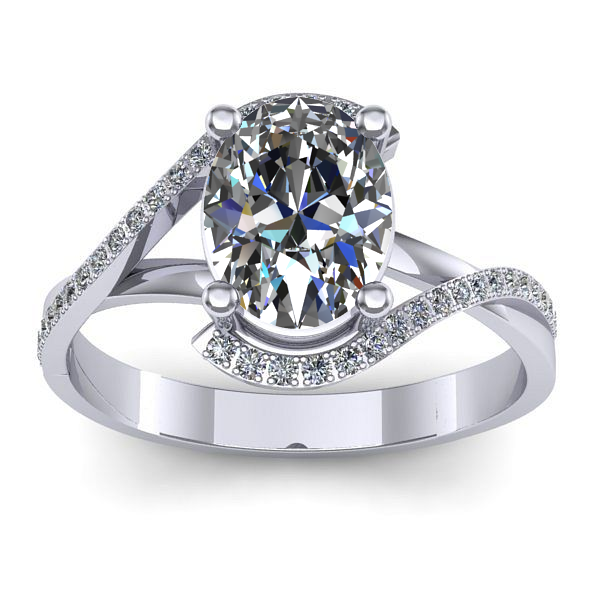 Inel cu safir alb oval