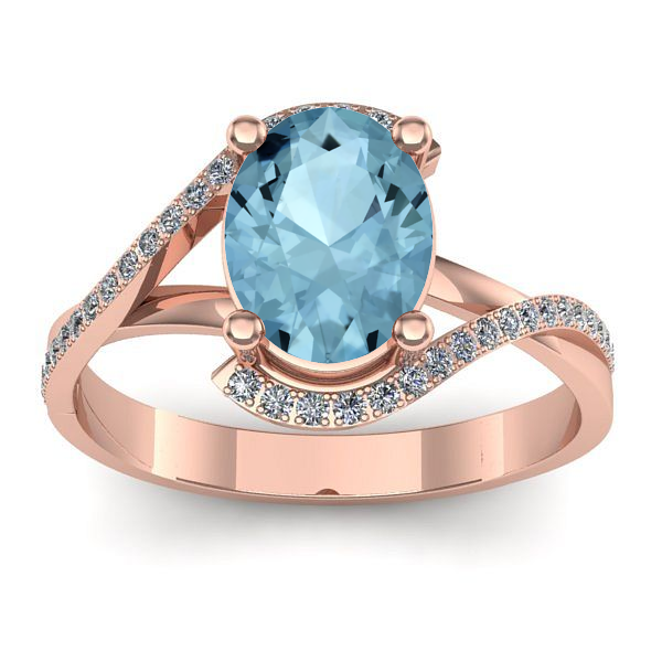 Inel de logodna cu aquamarin oval