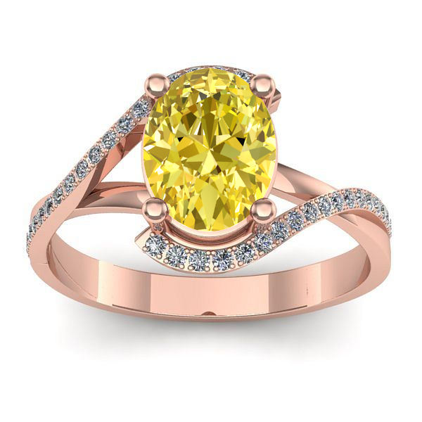Inel logodna cu safir galben oval