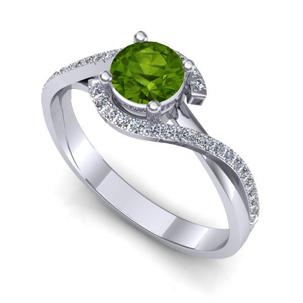 Inel din aur alb cu peridot