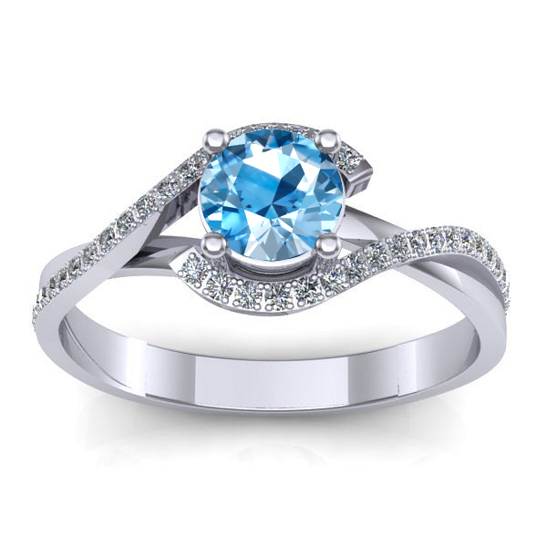 Inel cu topaz blue rotund