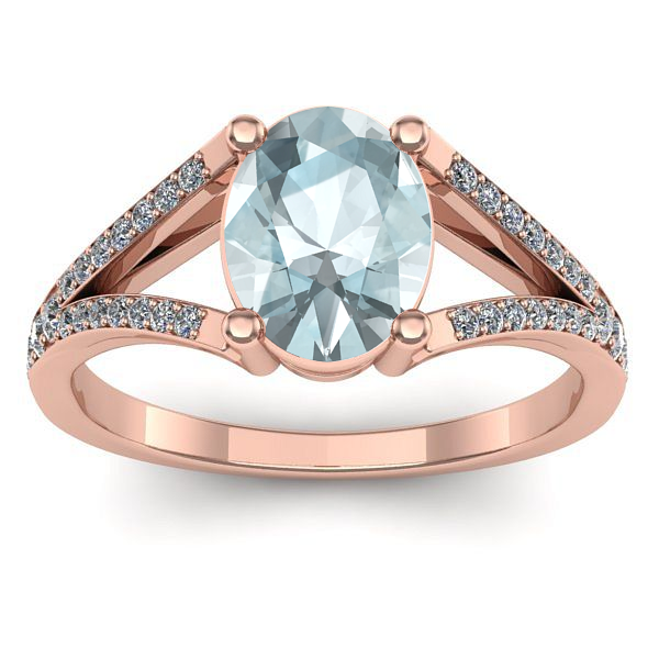 Inel cu aquamarin oval