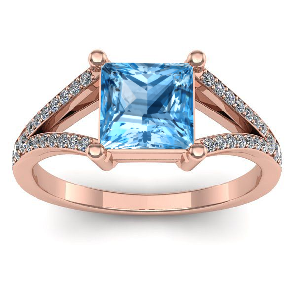 Inel de logodna cu topaz blue patrat