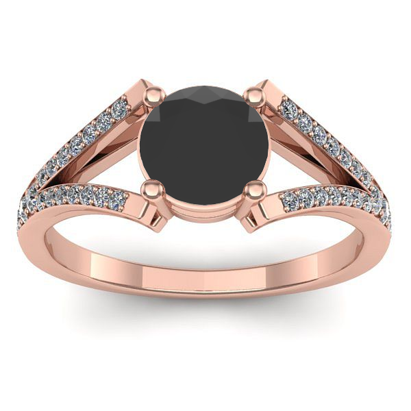 Inel de logodna cu diamant negru rotund