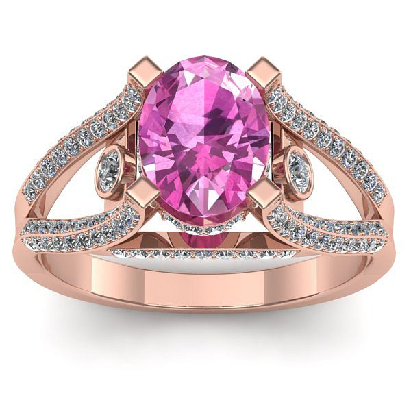 Inel cu safir roz oval