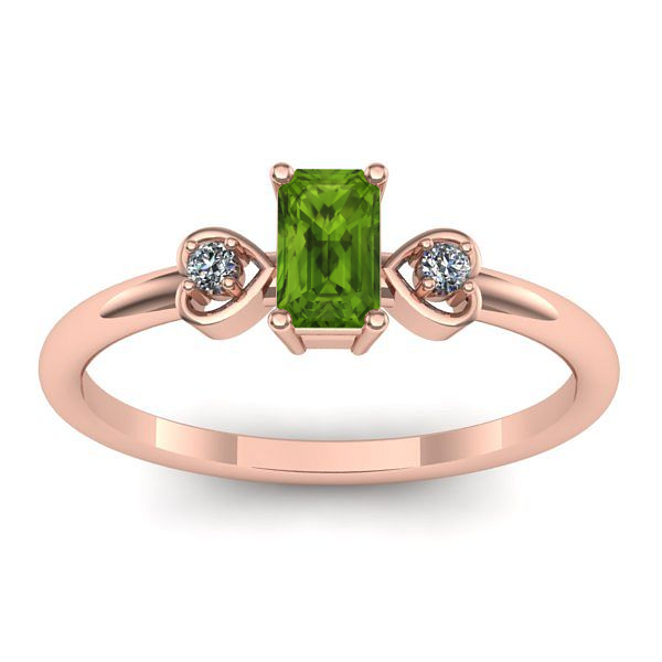 Inel de logodna cu peridot dreptunghiular