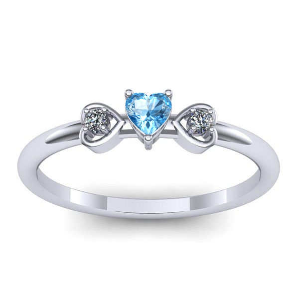 Inel cu topaz blue inima