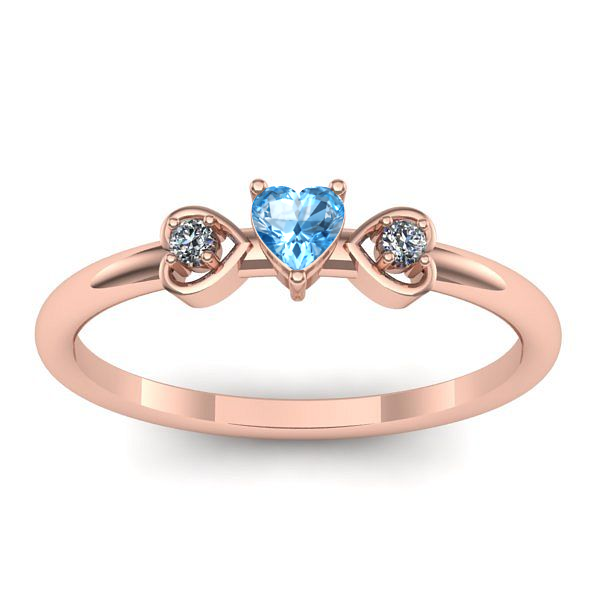 Inel cu topaz blue inima
