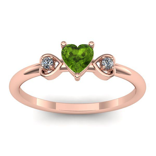 Inel de logodna cu peridot inima