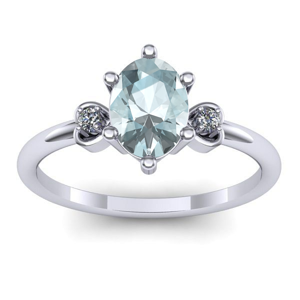 Inel cu aquamarin oval