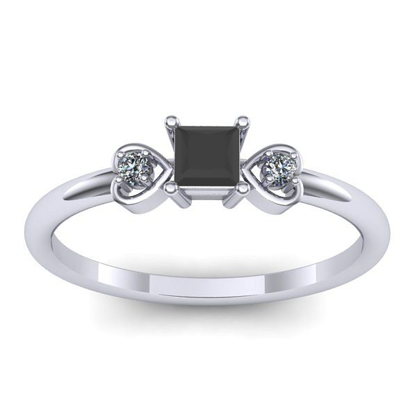 Inel cu diamant negru patrat