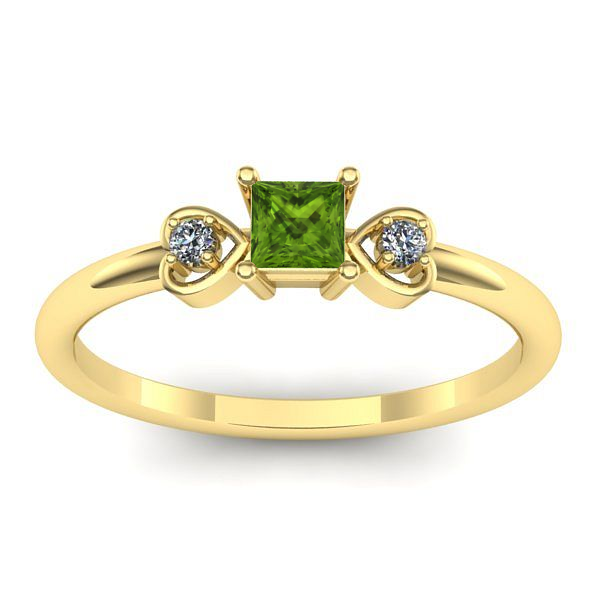 Inel de logodna cu peridot patrat