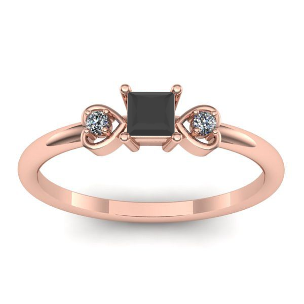 Inel cu diamant negru patrat