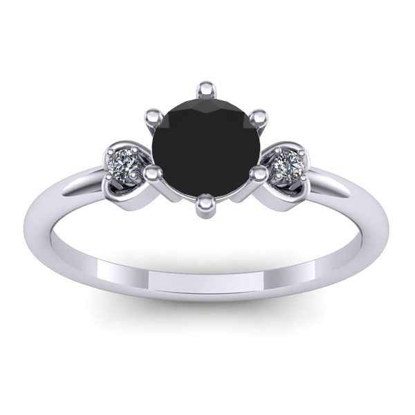 Inel de logodna cu diamant negru rotund