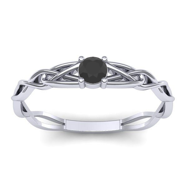 Inel de logodna cu diamant negru rotund