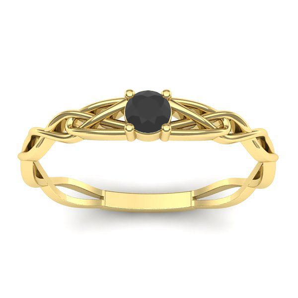 Inel de logodna cu diamant negru rotund