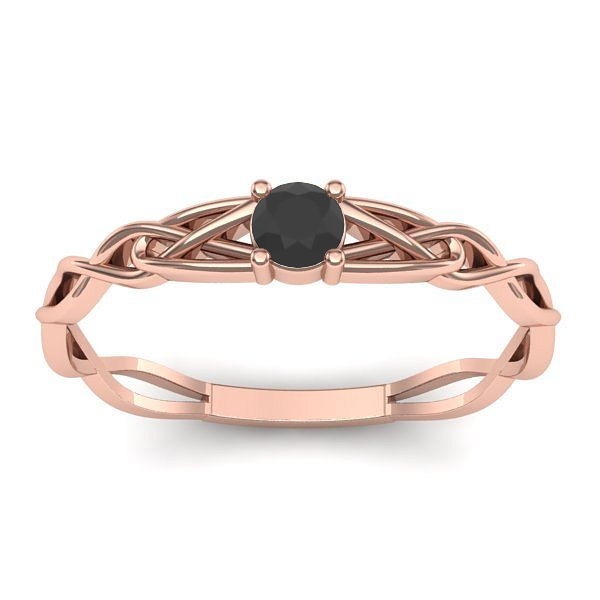 Inel de logodna cu diamant negru rotund