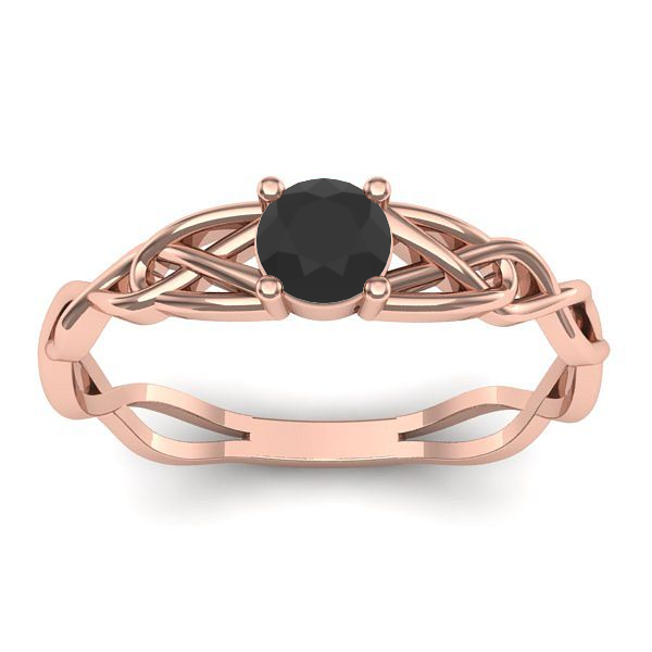 Inel de logodna cu diamant negru rotund