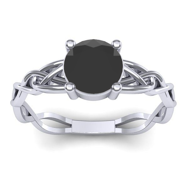 Inel logodna cu diamant negru rotund