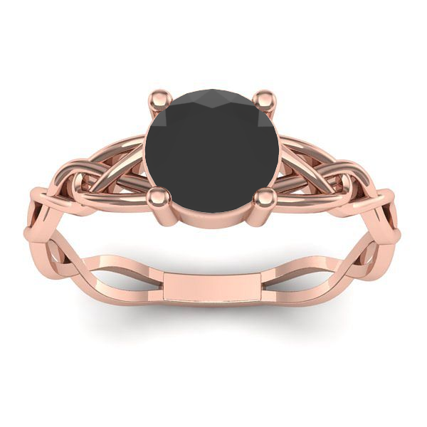 Inel cu diamant negru rotund