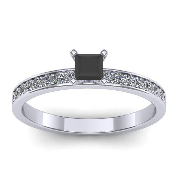Inel cu diamant negru patrat