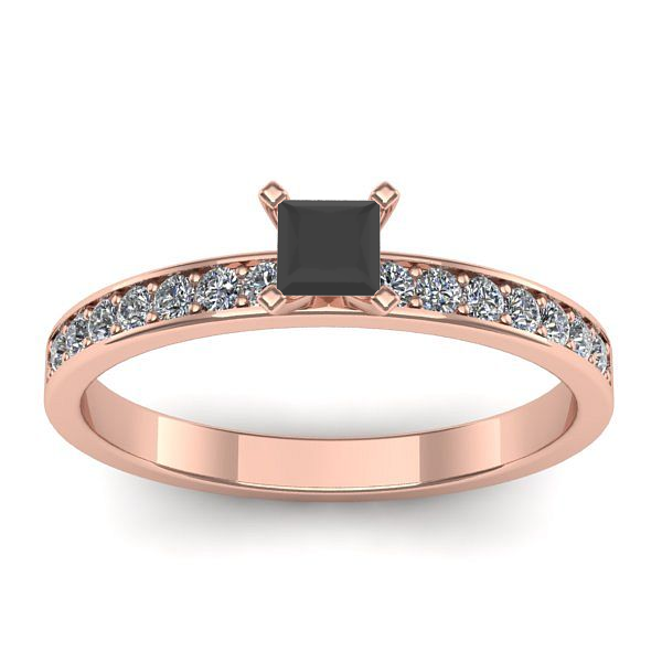 Inel logodna cu diamant negru patrat