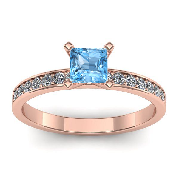 Inel de logodna cu topaz blue patrat