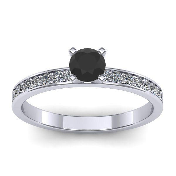 Inel logodna cu diamant negru rotund