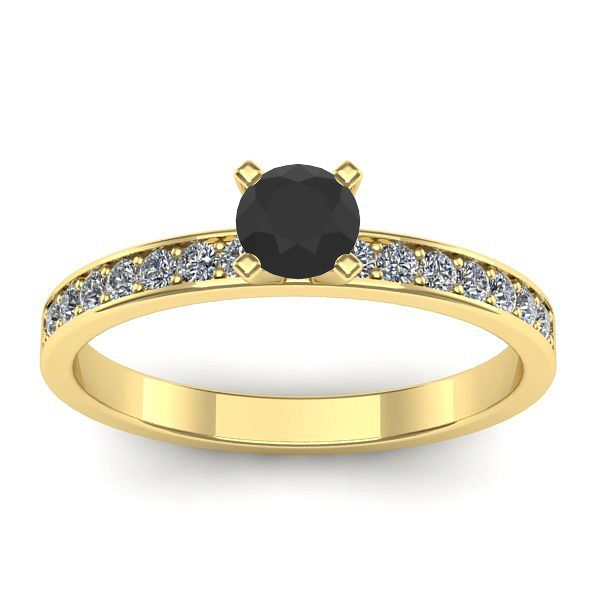 Inel logodna cu diamant negru rotund