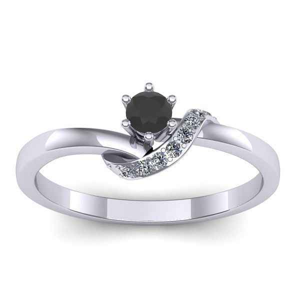 Inel de logodna cu diamant negru rotund