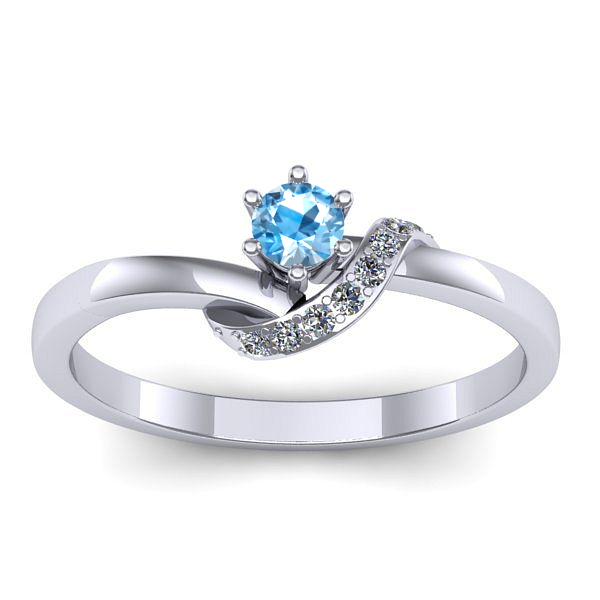 Inel cu topaz blue rotund