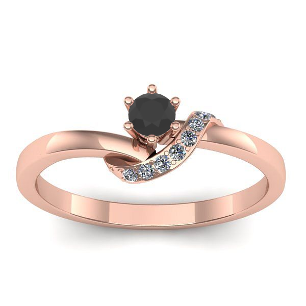 Inel de logodna cu diamant negru rotund