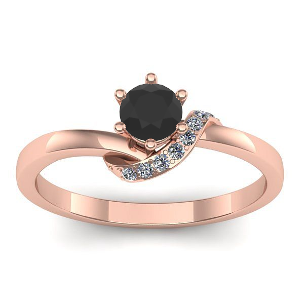 Inel logodna cu diamant negru rotund