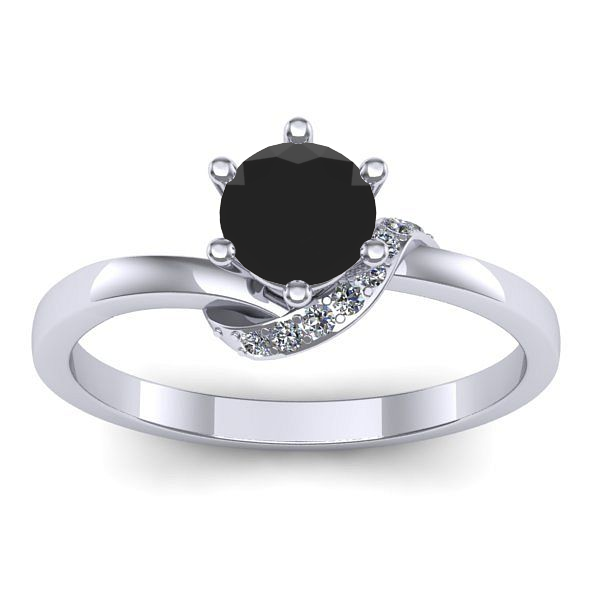 Inel cu diamant negru rotund