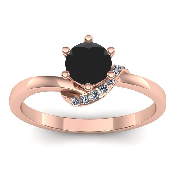 Inel logodna cu diamant negru rotund