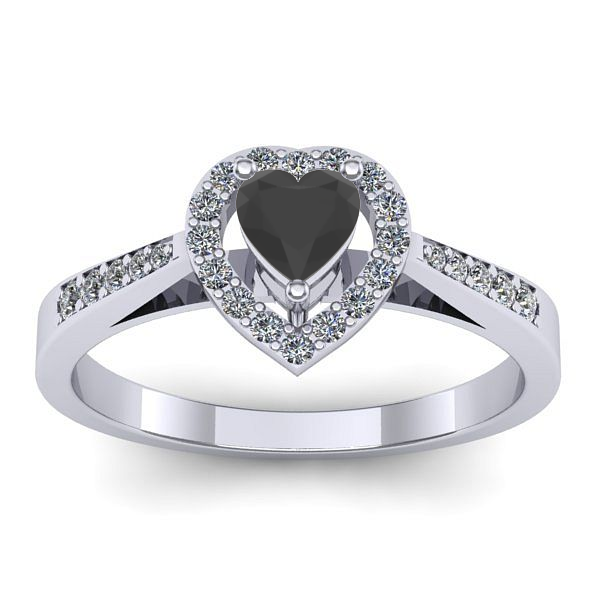 Inel logodna cu diamant negru inima