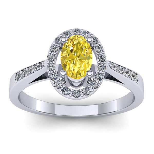Inel de logodna cu safir galben oval