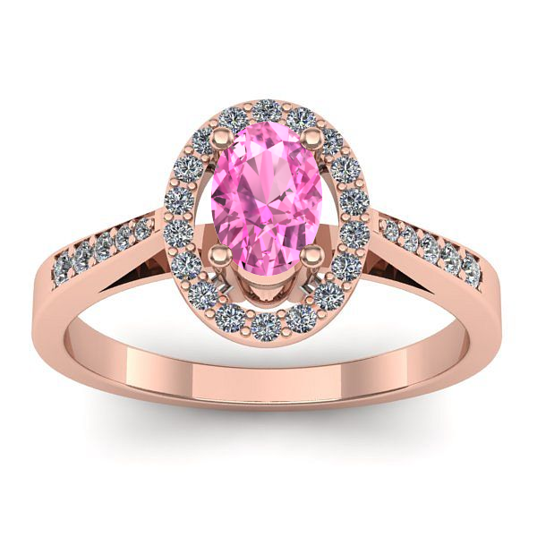 Inel cu safir roz oval