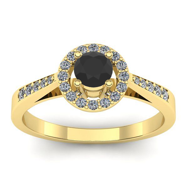 Inel cu diamant negru rotund