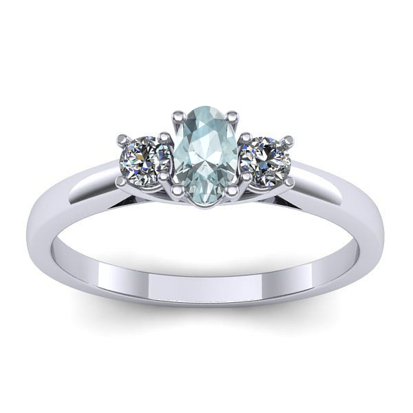 Inel logodna cu aquamarin oval