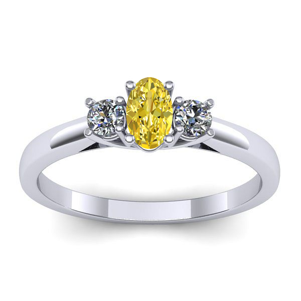 Inel cu safir galben oval