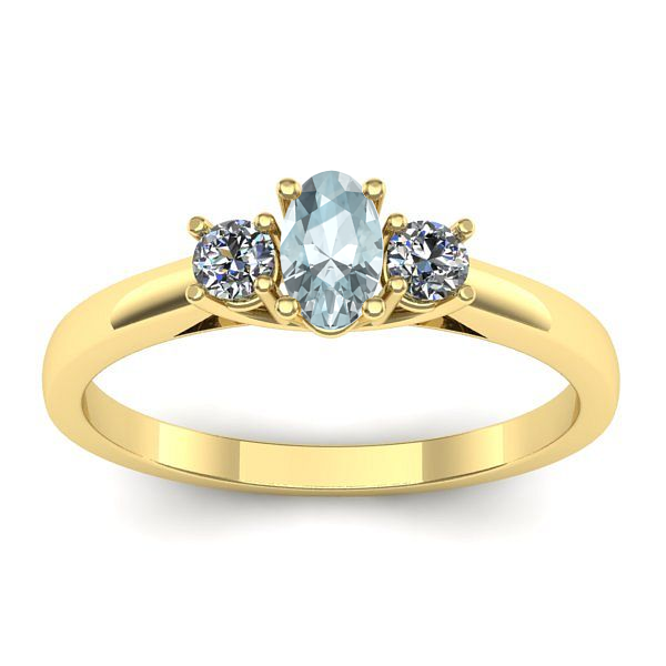 Inel de logodna cu aquamarin oval